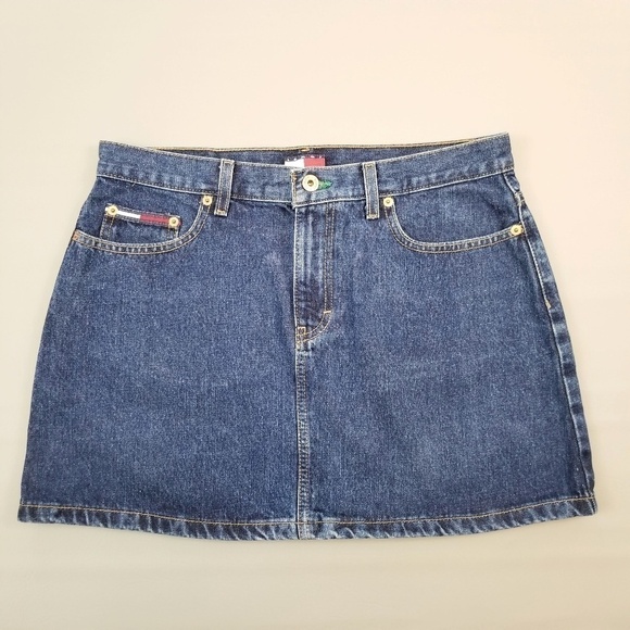 Tommy Jeans 90s vintage dark wash denim skirt - Picture 2 of 6